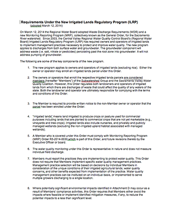 Requirements Under the New Irrigated Lands Regulatory Program (ILRP)